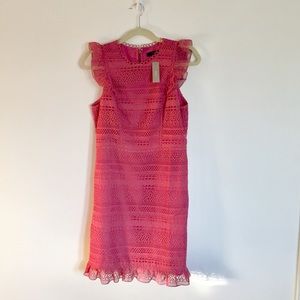 J.Crew Lace Flutter Sleeve Dress in Mixed Lace